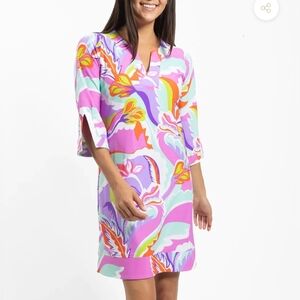 Jude Connally Megan Women's Tunic Dress Mod Floral Seamist Size M NWOT